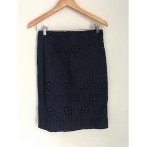 JCrew Navy Blue Eyelet Pencil Skirt